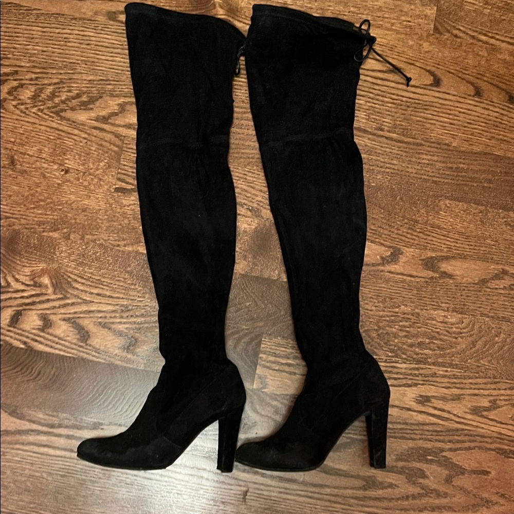 Stuart Weitzman Elegant Black Suede Knee-High Boots